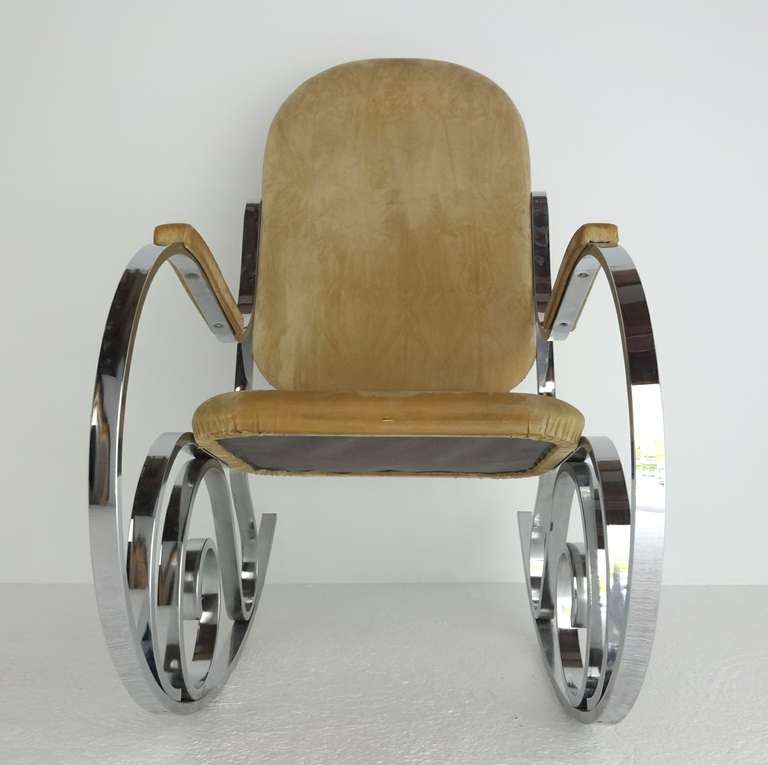 French Maison Jansen Chrome Rocker Rocking Chair