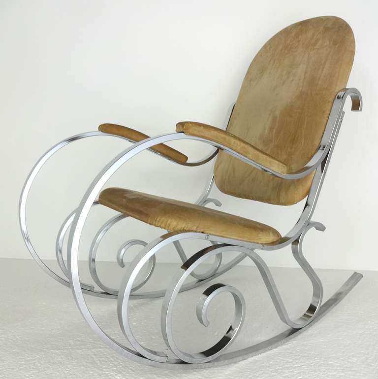 Mid-Century Modern Maison Jansen Chrome Rocker Rocking Chair