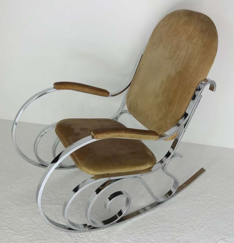 Mid-20th Century Maison Jansen Chrome Rocker Rocking Chair