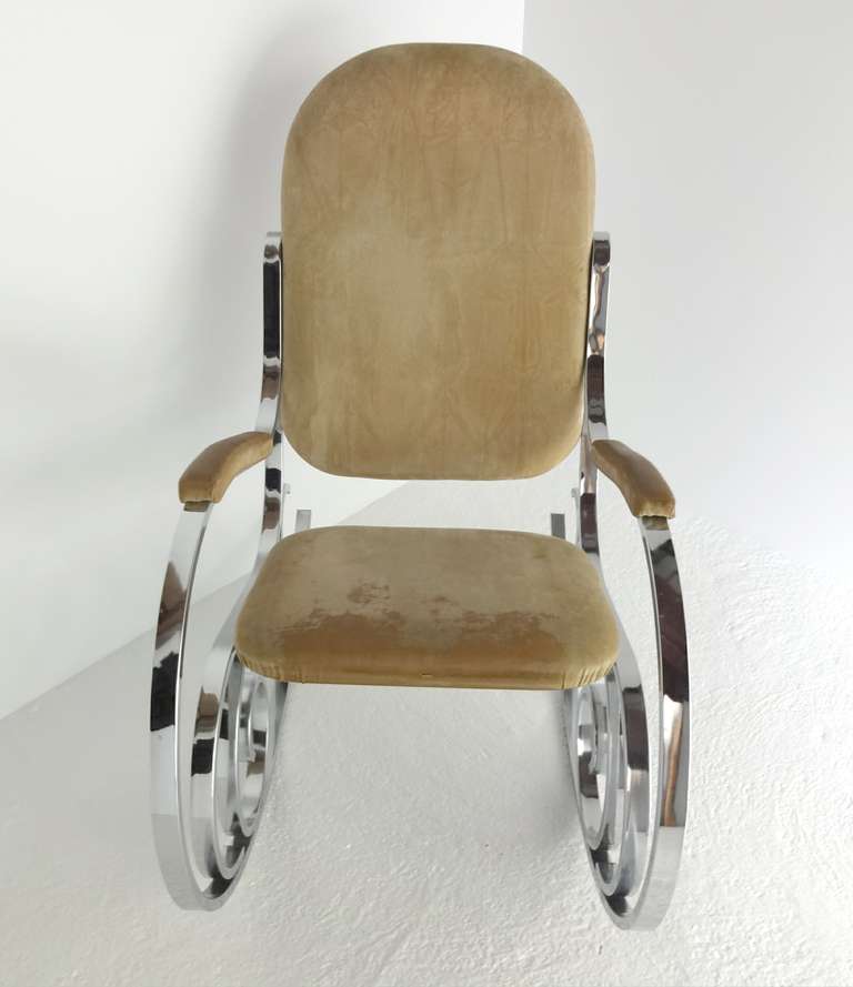 Maison Jansen Chrome Rocker Rocking Chair 1