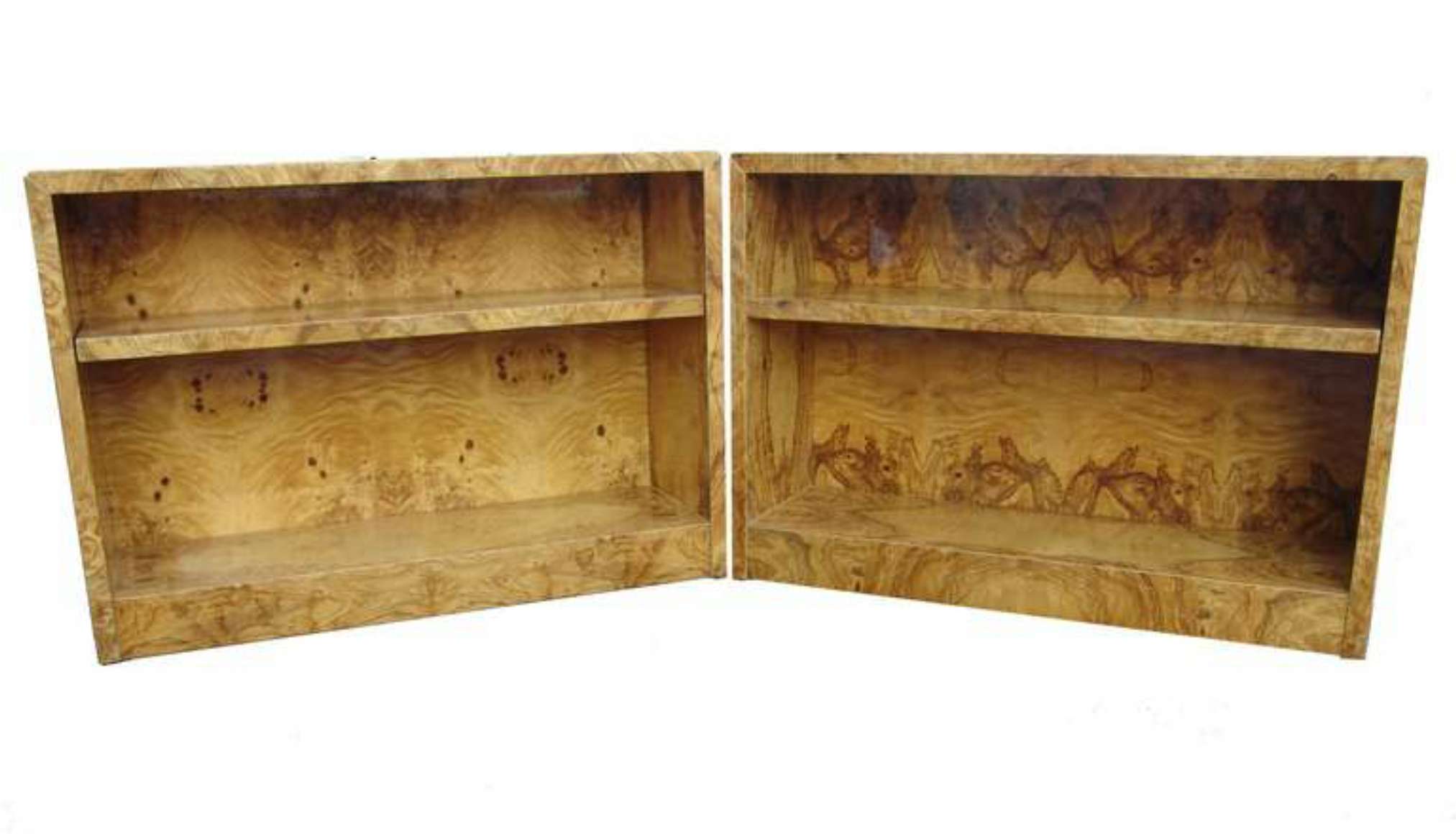 Pair of Milo Baughman Burlwood Bookcase Credenzas