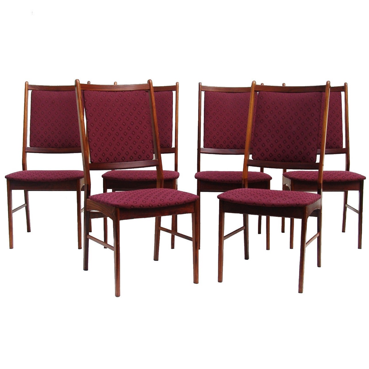 Six Rosewood Scandinavian, Danish Modern Dining Kitchen Chairs