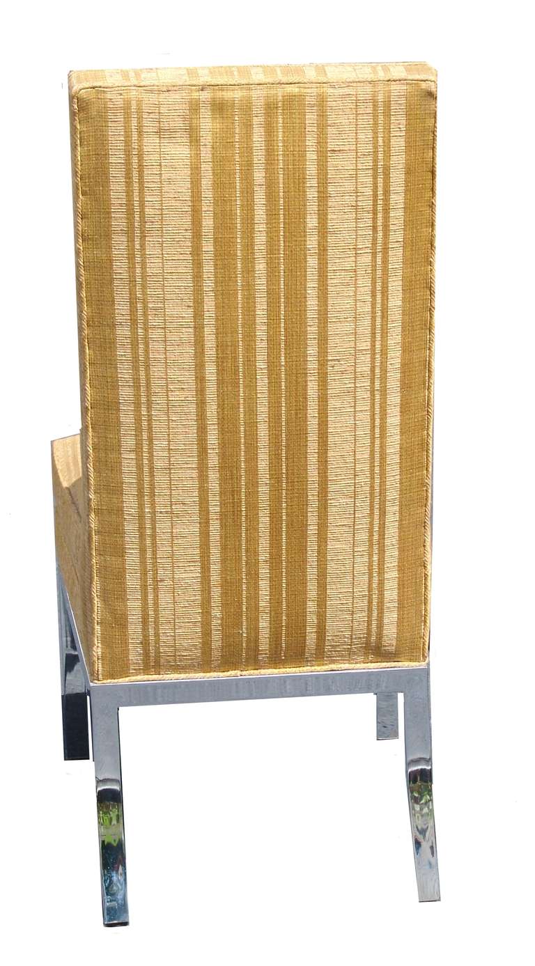 Tissu Six chaises de cuisine chromées de style mi-siècle moderne en vente