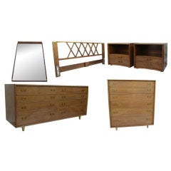 Paul Frankl Mid-century Modern Bedroom Set Dresser End Tables