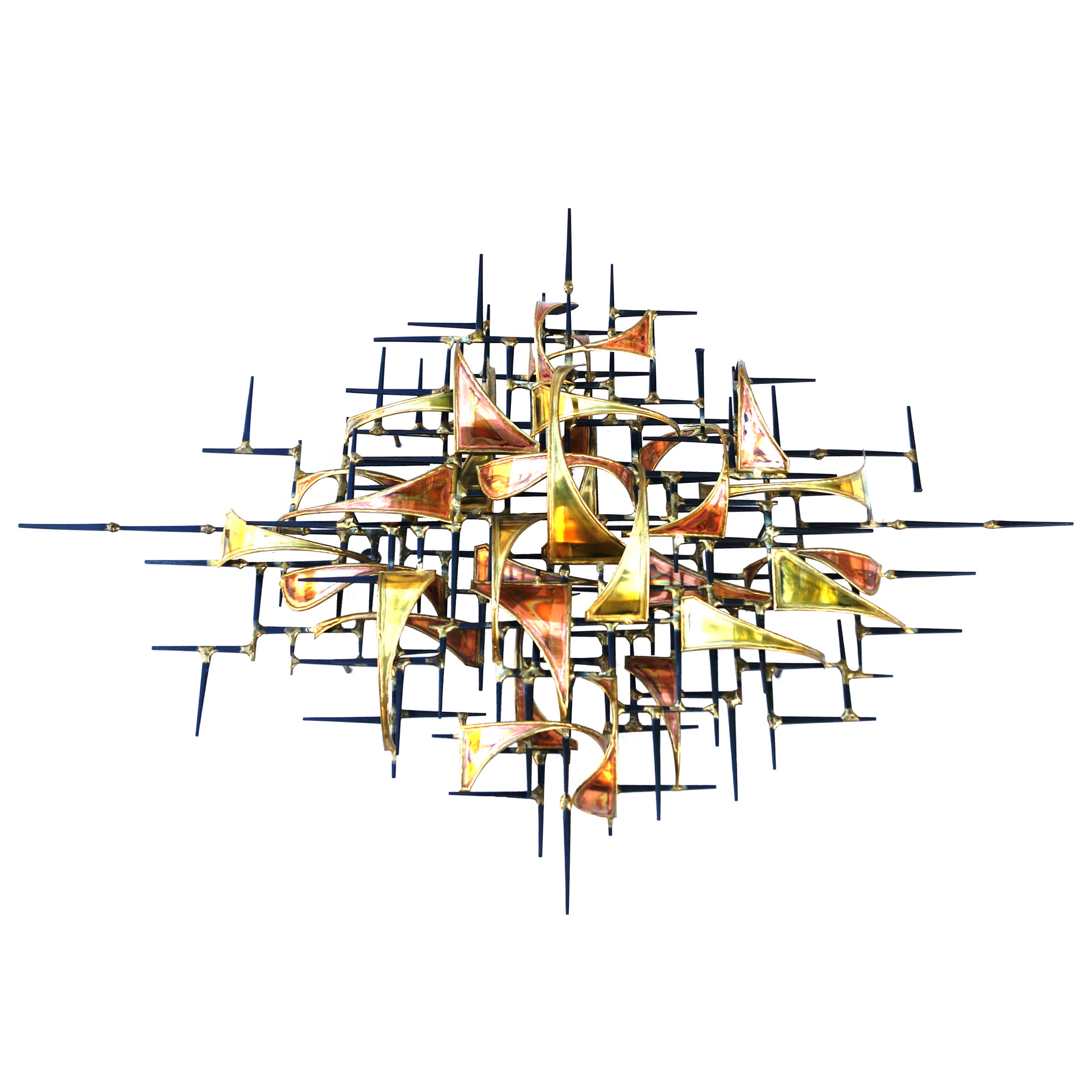 Curtis C. Jere Style Metal Brutalist Wall Art Sculpture by Higgins