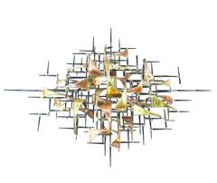 Curtis C. Jere Style Metal Brutalist Wall Art Sculpture by Higgins