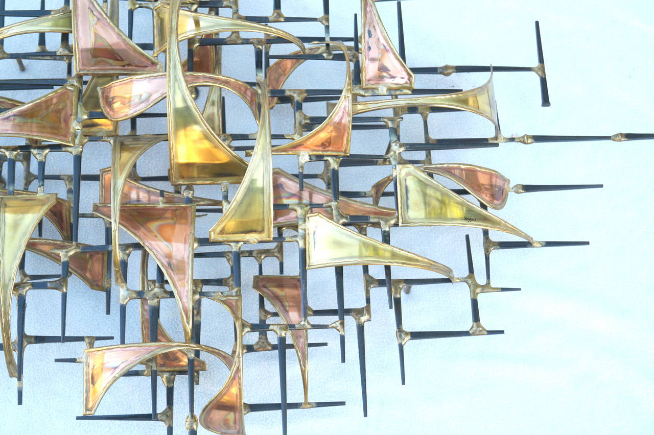 Curtis C. Jere Style Metal Brutalist Wall Art Sculpture by Higgins 1