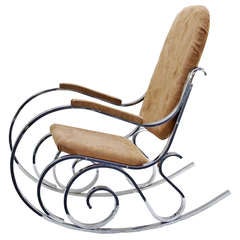 Vintage Maison Jansen Chrome Rocker Rocking Chair