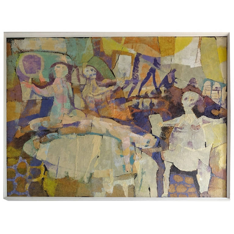 20th Century Momento Mori 1, Multimedia Painting Large Abstract For