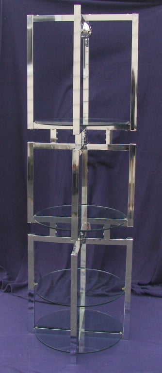 Mid-Century Modern Chrome Glass  Etagere Floor Lamp