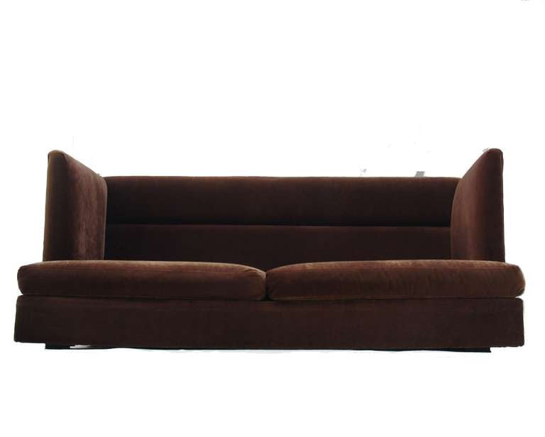 American Rare High Back Shelter Sofa by Milo Baughman for Thayer Coggin 