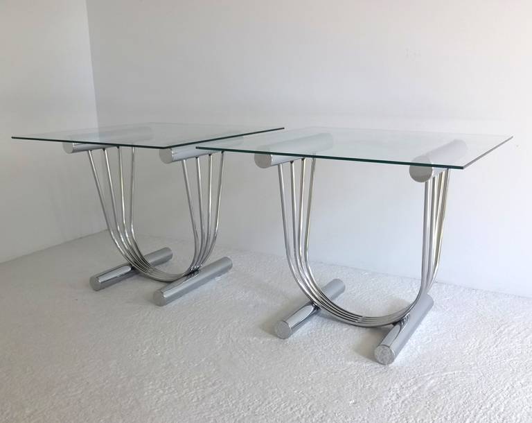 Pair of MCM Chrome End or Side Tables