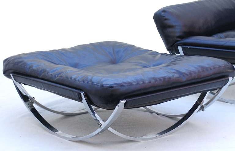Late 20th Century Stendig Mid-Century Modern Leather Lounge Chair and Ottoman