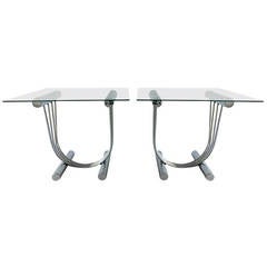 Pair of MCM Chrome End or Side Tables