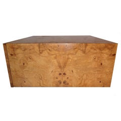 Milo Baughman Burl Wood Coffee Sofa Table With Drawer