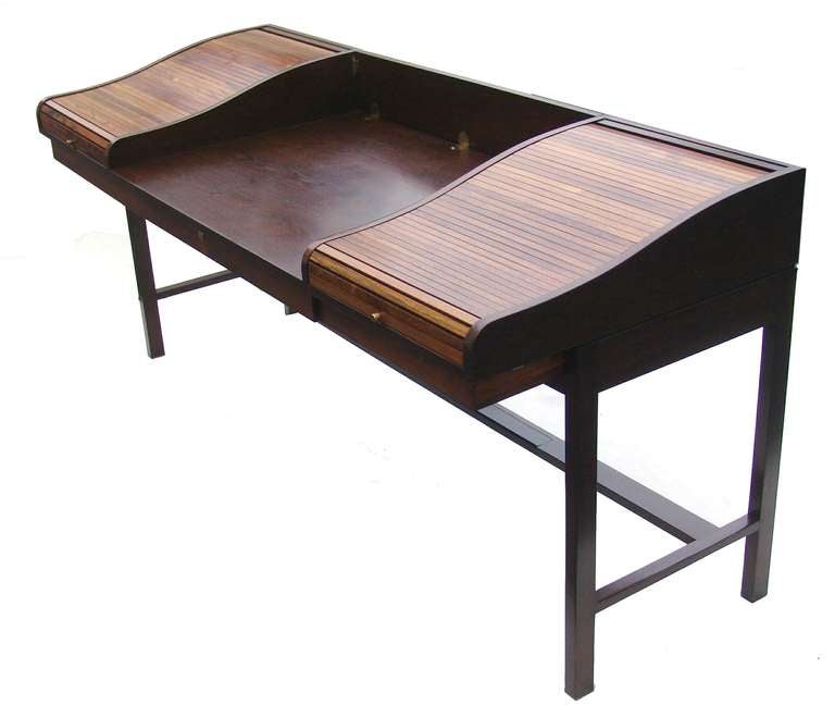 American Edward Wormley for Dunbar Mid-Century Modern Rosewood Roll-Top Desk