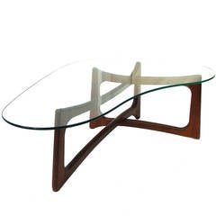 Adrian Pearsall Walnut and Glass Sofa Coffee or Cocktail Table