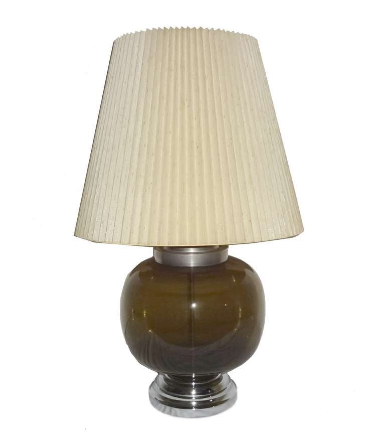 Mid-Century Modern Pair of Glass Table Lamps In Good Condition In Wayne, NJ