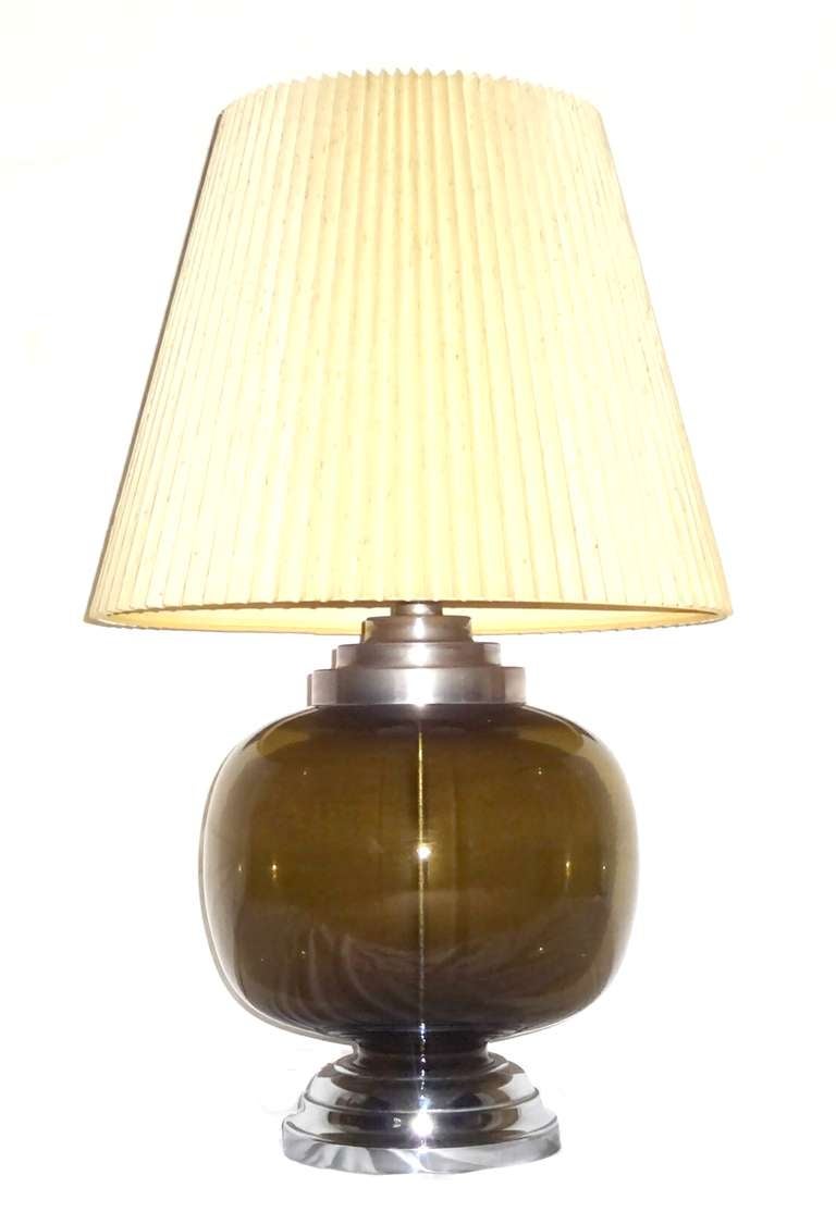 Mid-Century Modern Pair of Glass Table Lamps 1