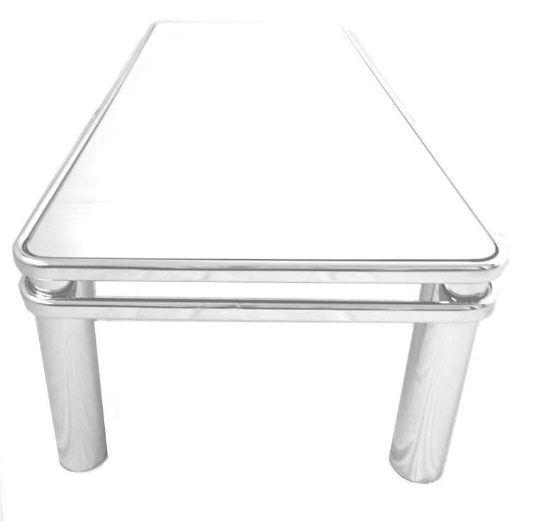Mid-Century Modern, 1970s Chrome Coffee Table, Mirror Top 3