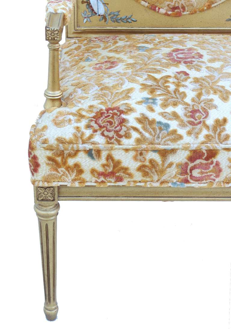 French Side Arm Gilt Hand Painted Decorated Chair 3