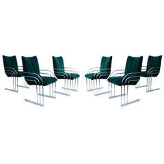 Mid-Cenutry Modern Set of 6 Chrome Arm Dining Chairs