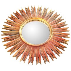 Mid-Century Modern Hollywood Regency Sunburst Starburst convex wall Mirror