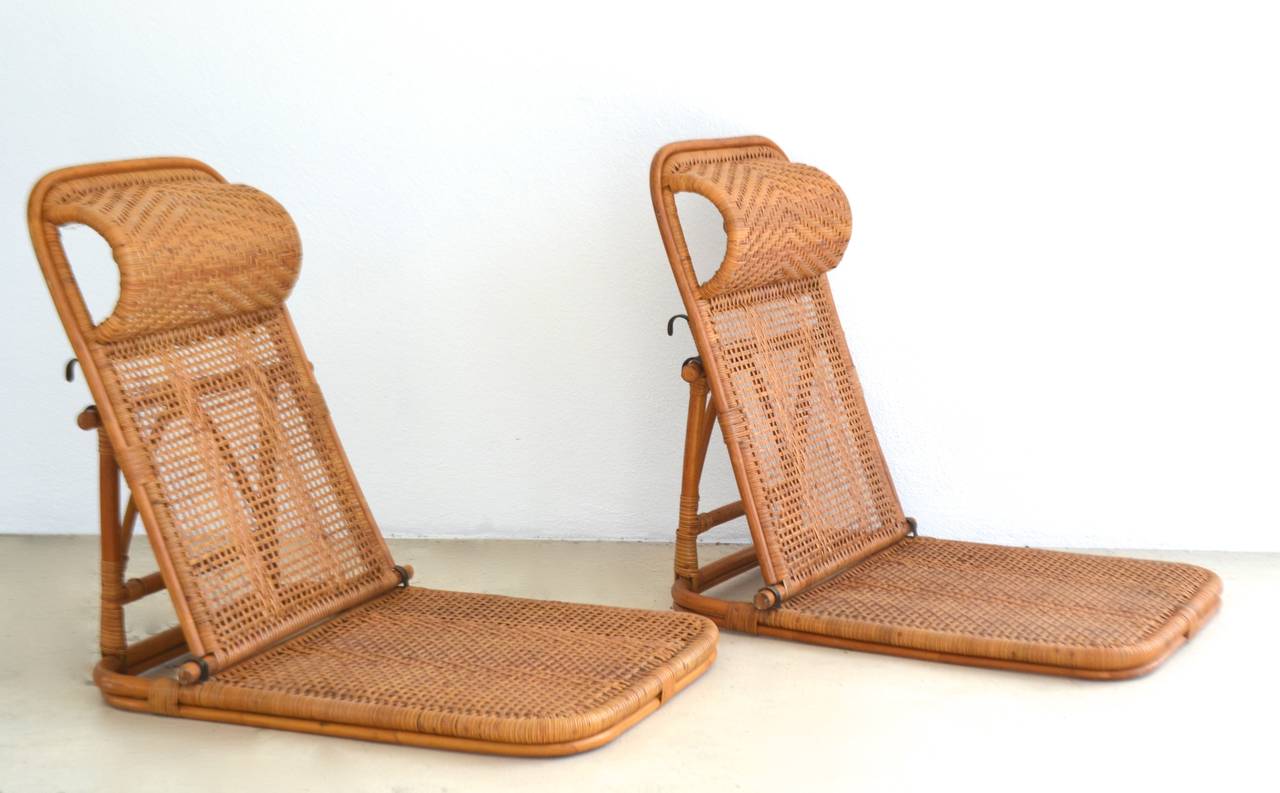 Mid Century Rattan and Bamboo Beach Chairs at 1stdibs