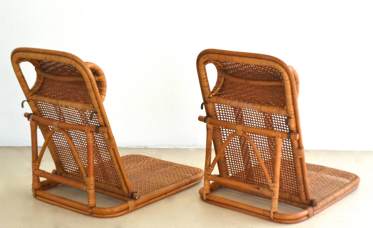 Mid Century Rattan and Bamboo Beach Chairs at 1stdibs