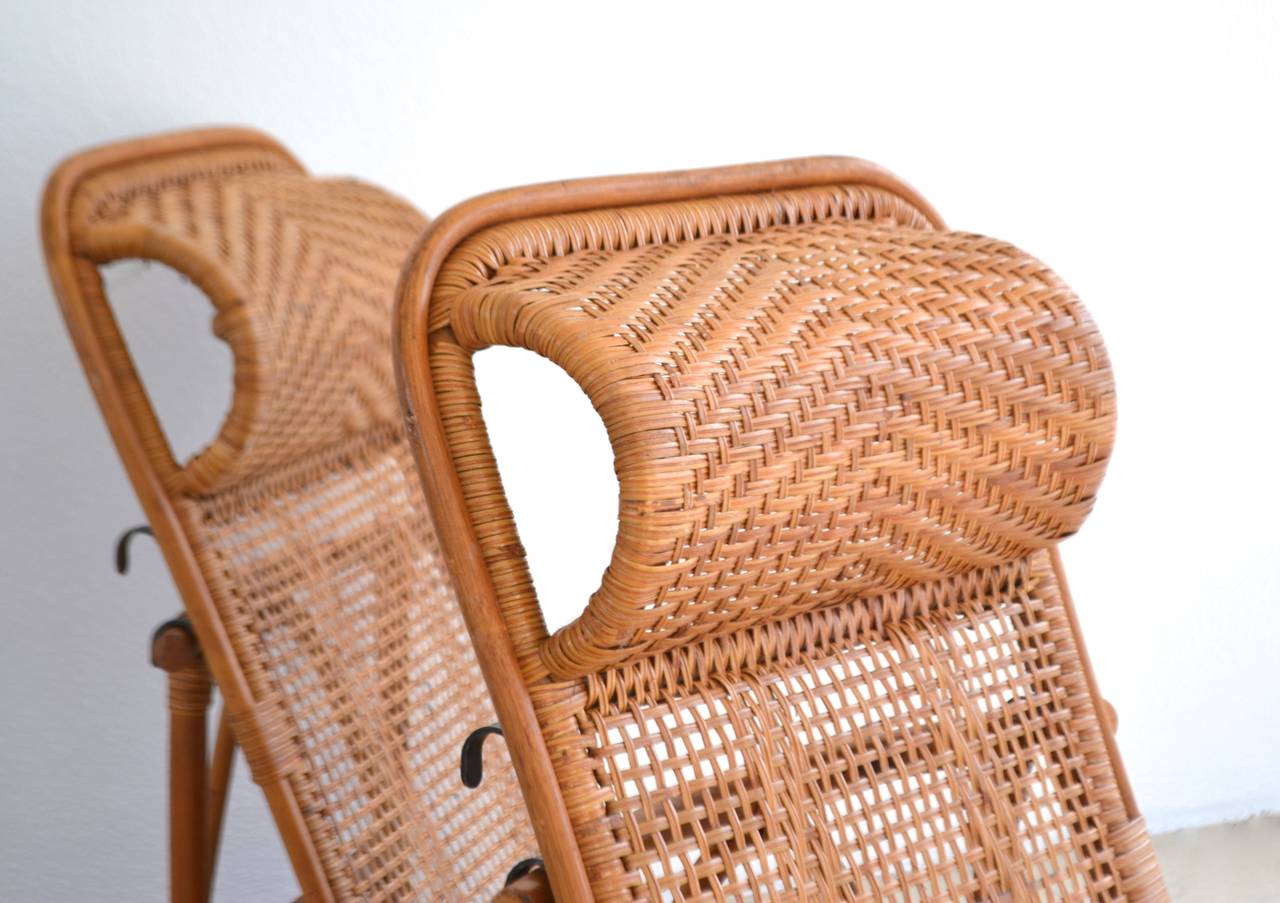Mid Century Rattan and Bamboo Beach Chairs at 1stdibs