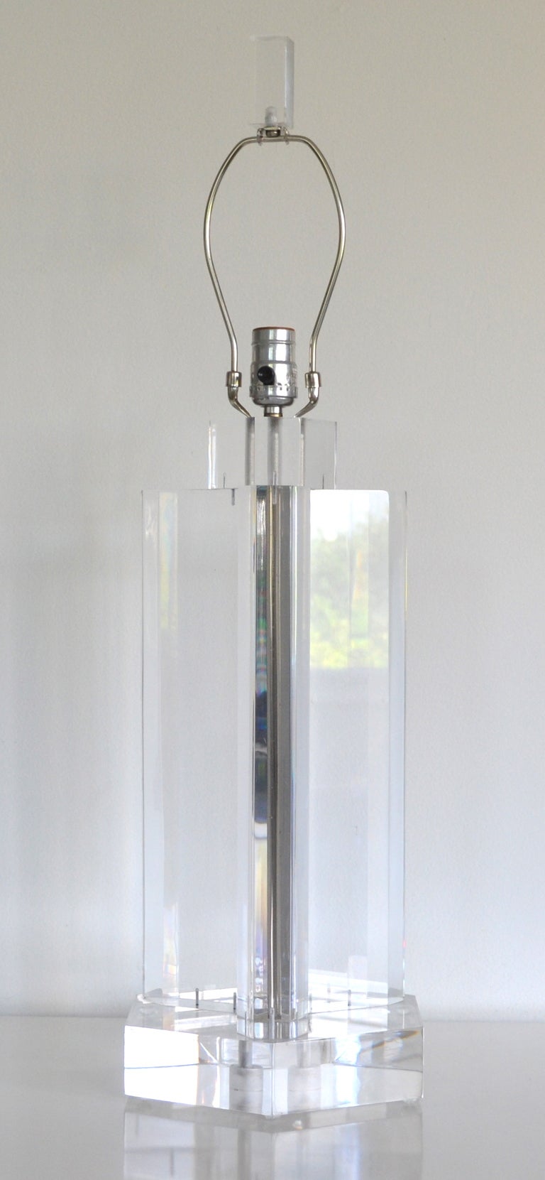 Acrylic Stunning Geometric Form Lucite Lamp