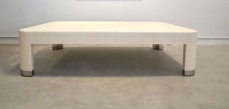 Mid-Century Modern Lacquered Raffia Cocktail Table