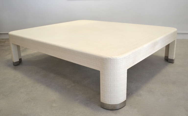 American Lacquered Raffia Cocktail Table