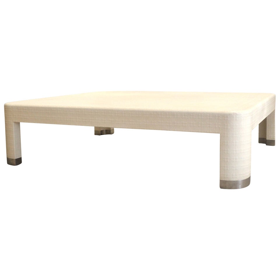 Lacquered Raffia Cocktail Table