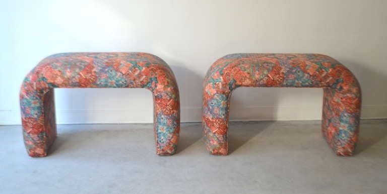 Post-Modern Pair of Upholstered Benches