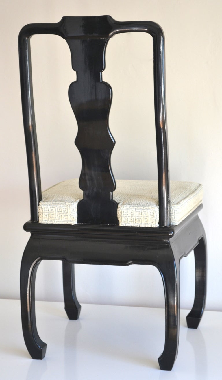 Mid-20th Century Set of 8 Hollywood Regency Style Ebonized  Dining Chairs