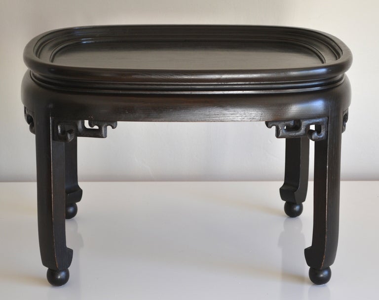 Pair of Ebonized Wood and Brass Tray Coffee Tables 2