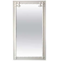 White Lacquered Faux Bamboo Wall Mirror