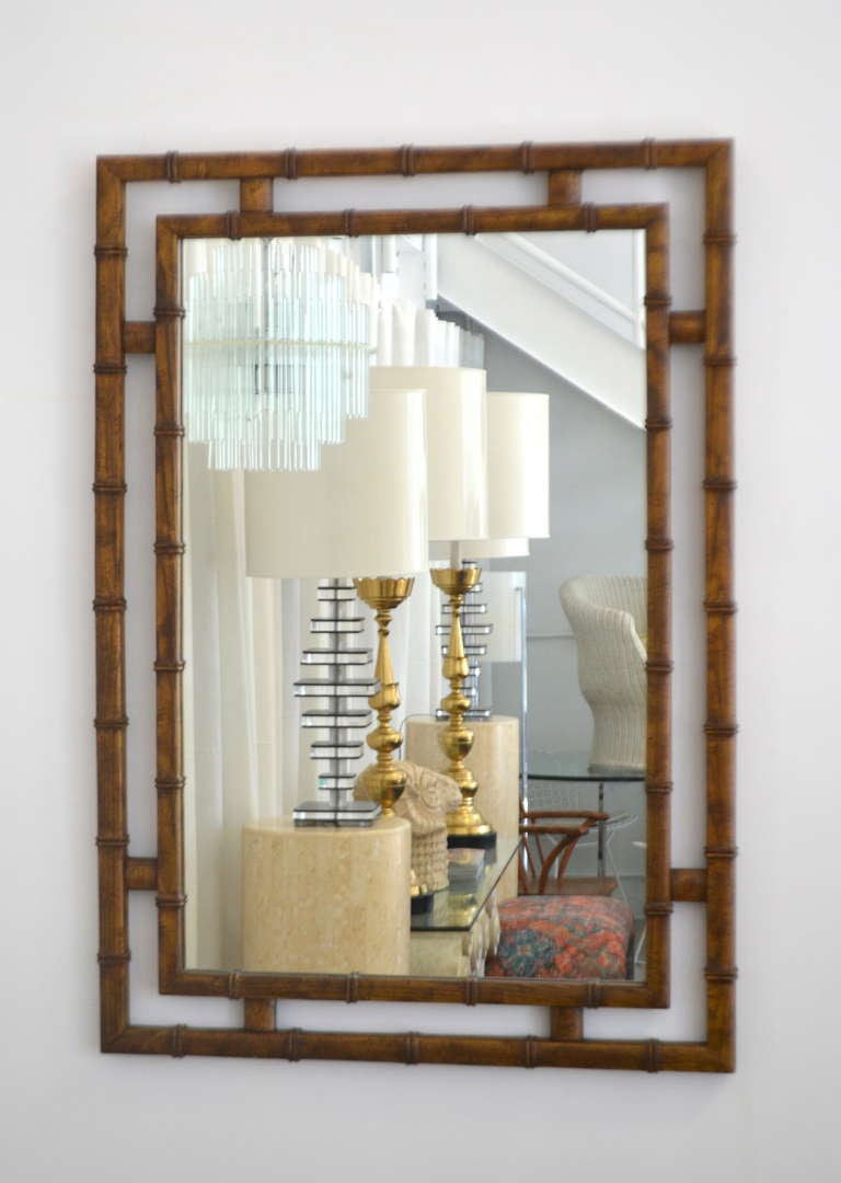 Carved Faux Bamboo Mirror