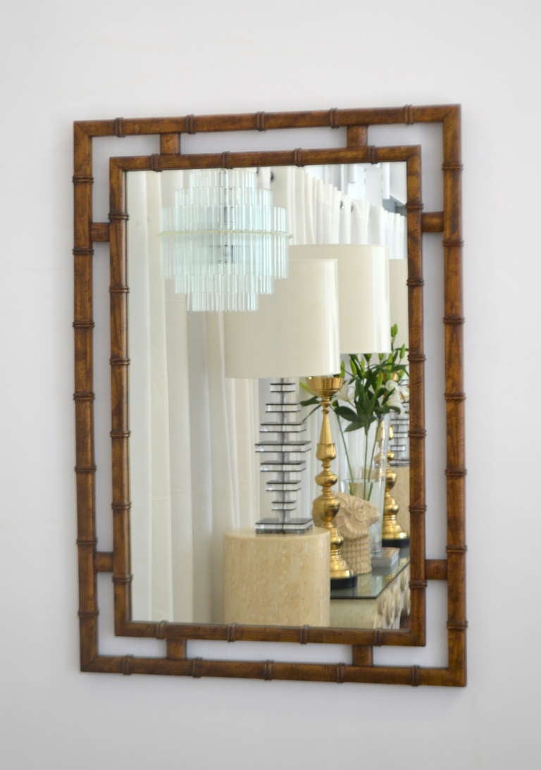 Faux Bamboo Mirror In Excellent Condition In West Palm Beach, FL