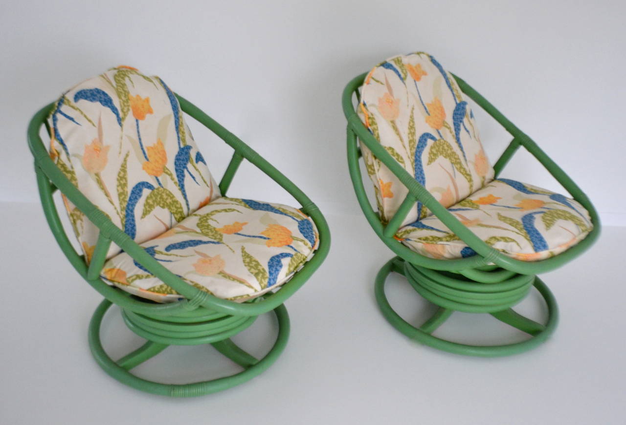 Pair of Lacquered Bamboo Club Chairs 3
