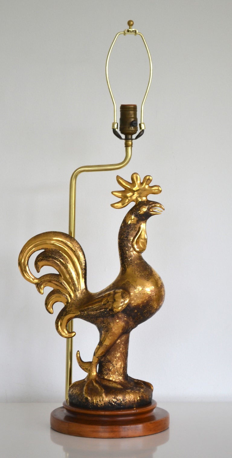 Mid-Century Modern Hollywood Regency Style Rooster Form Table Lamp by Sascha Brastoff