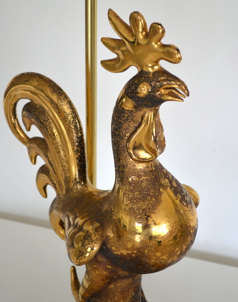 American Hollywood Regency Style Rooster Form Table Lamp by Sascha Brastoff
