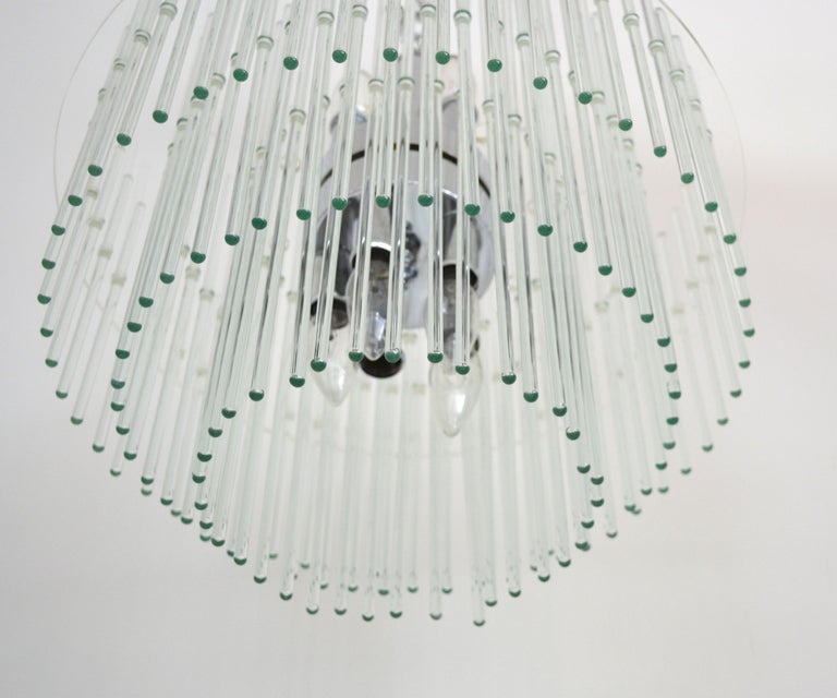 American Mid Century Glass Rod Chandelier by Lightolier