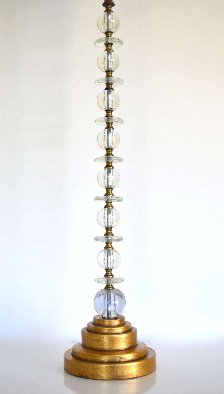 Pair of Mid-Century Modern Stacked Glass Table Lamps In Excellent Condition In West Palm Beach, FL