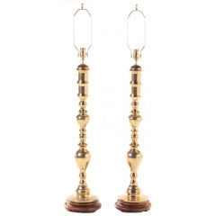 Pair of 1940s -1950s  Art Moderne Brass Candlestick Lamps