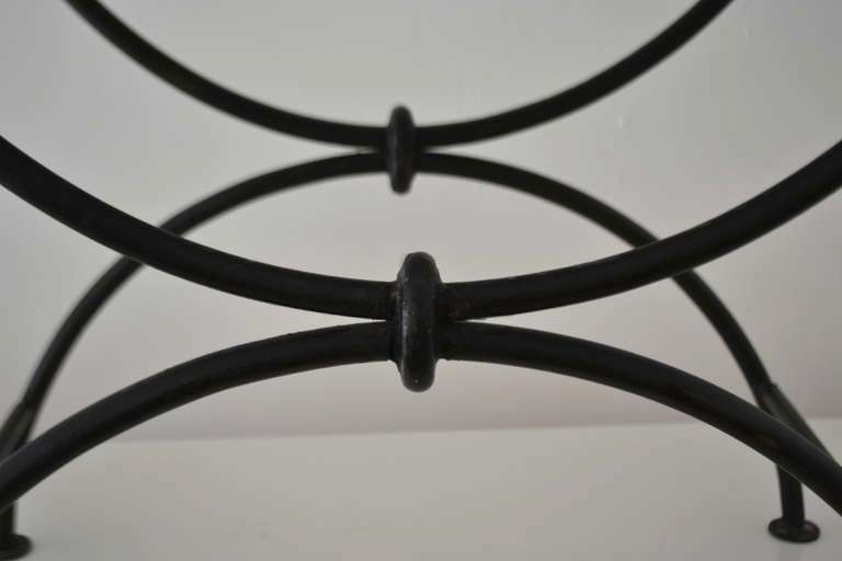 Pair of Hand-Wrought Ironwork Benches with Mongolian Lamb Cushions 2