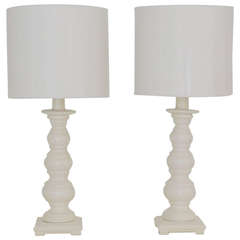Pair of White Glazed Ceramic Table Lamps