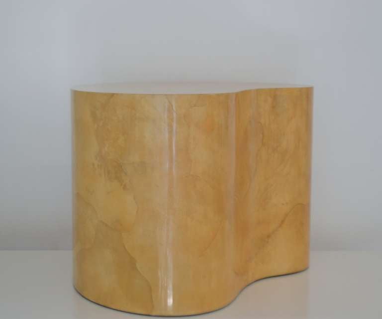 American Lacquered Parchment Free Form Side Table