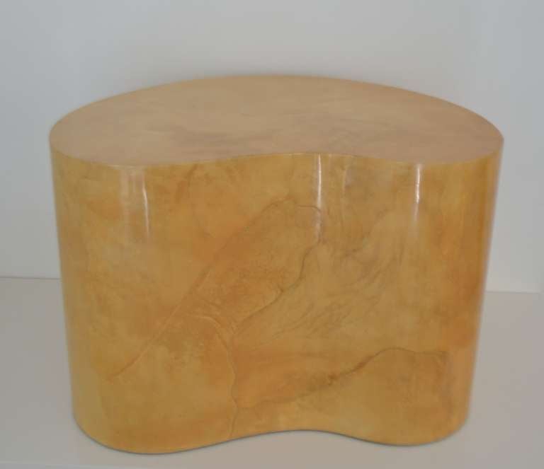 Lacquered Parchment Free Form Side Table In Excellent Condition In West Palm Beach, FL